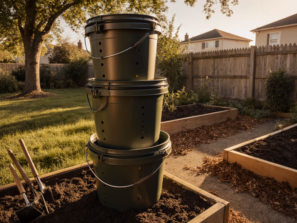 3 Bucket Compost Tower: Effortless Suburban Garden Fix